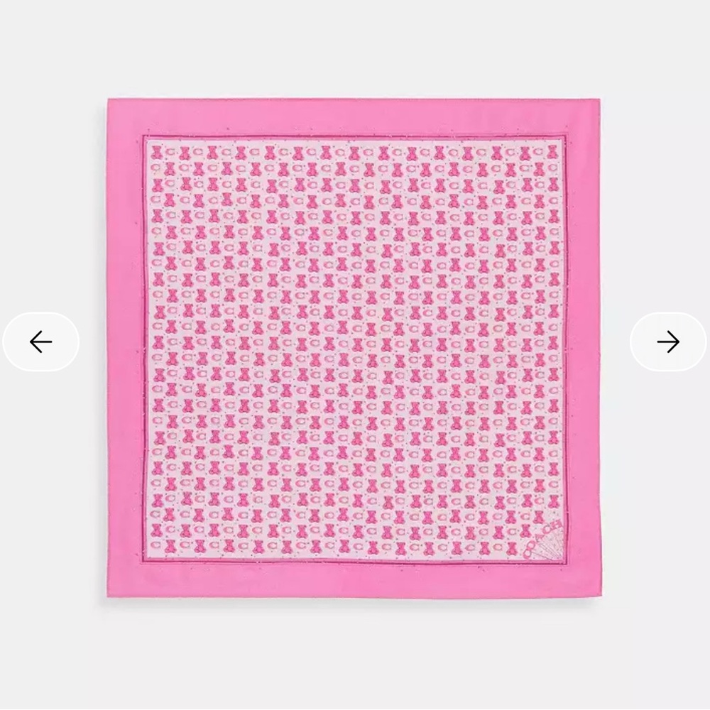 NWT Coach Pink Teddy Bear Print Bandanna